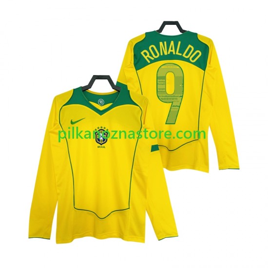 Brazylia RONALDO 9 Retro Koszulka Męska Domowy 2004 Długie Rękawy