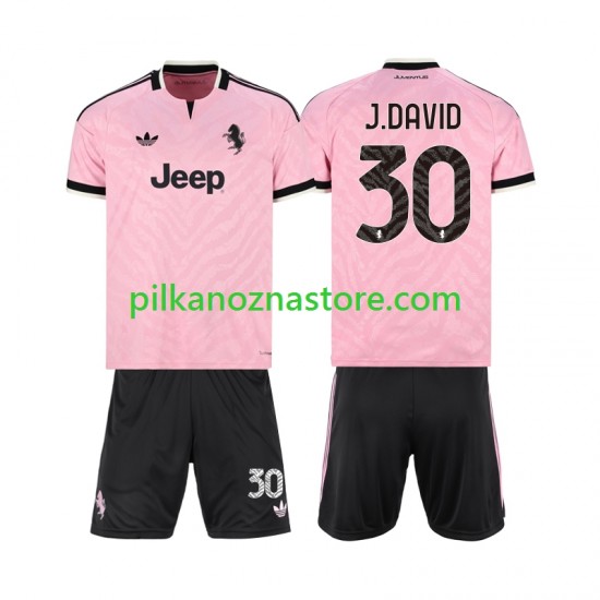 Juventus dla Dzieci Jonathan David 30 Koszulka Wyjazdowy 2026-2027 Krótkie Rękawy