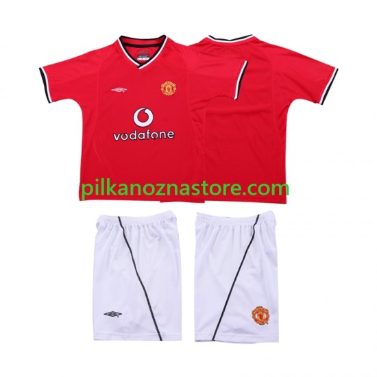 Manchester United dla Dzieci 2000 Retro Koszulka Domowy 2002 Krótkie Rękawy