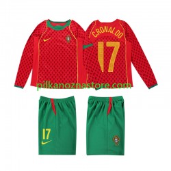 Portugalia dla Dzieci Cristiano Ronaldo 17 Retro Koszulka Domowy 2004 Długie Rękawy Portugalia dla Dzieci Cristiano Ronaldo 17 Retro Koszulka Domowy 2004 Długie Rękawy