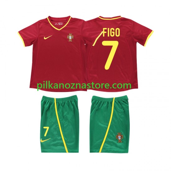 Portugalia dla Dzieci FIGO 7 Retro Koszulka Domowy 2002 Krótkie Rękawy