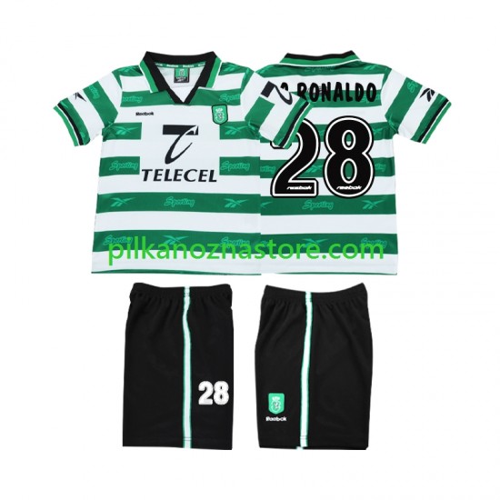 Sporting CP dla Dzieci Cristiano Ronaldo 28 2000 Retro Koszulka Domowy 1999 Krótkie Rękawy