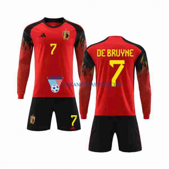 Belgia dla Dzieci De Bruyne 7 Koszulka Domowy MŚ 2022 Długie Rękawy