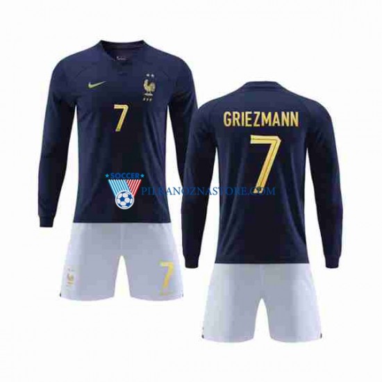 Francja dla Dzieci Griezmann 7 Koszulka Domowy MŚ 2022 Długie Rękawy