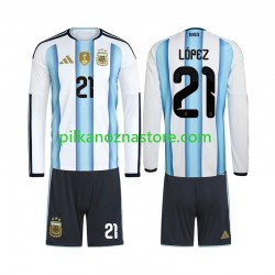 Argentyna dla Dzieci Jose Manuel Lopez 21 Koszulka Domowy MŚ 2026 Długie Rękawy Argentyna dla Dzieci Jose Manuel Lopez 21 Koszulka Domowy MŚ 2026 Długie Rękawy