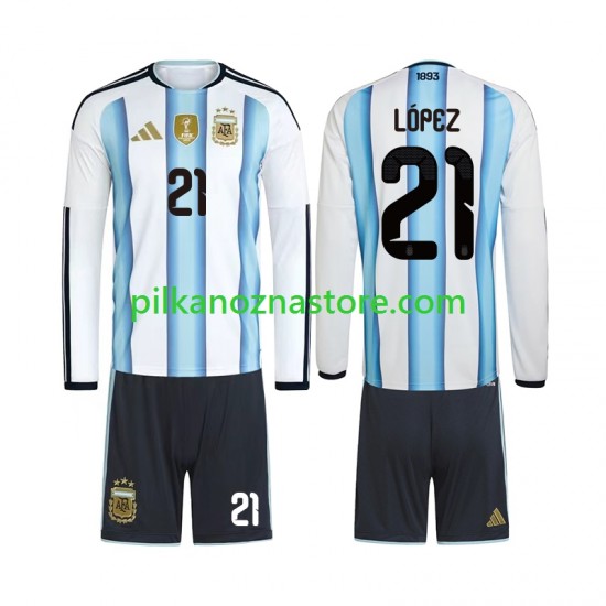 Argentyna dla Dzieci Jose Manuel Lopez 21 Koszulka Domowy MŚ 2026 Długie Rękawy