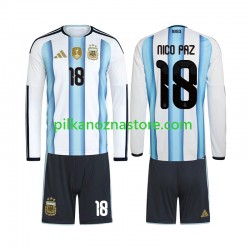 Argentyna dla Dzieci Nico Paz 18 Koszulka Domowy MŚ 2026 Długie Rękawy Argentyna dla Dzieci Nico Paz 18 Koszulka Domowy MŚ 2026 Długie Rękawy