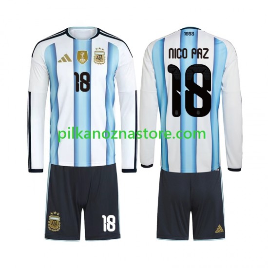 Argentyna dla Dzieci Nico Paz 18 Koszulka Domowy MŚ 2026 Długie Rękawy