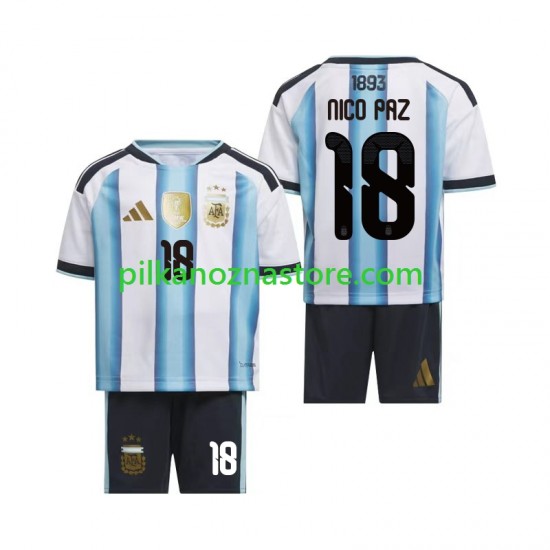 Argentyna dla Dzieci Nico Paz 18 Koszulka Domowy MŚ 2026 Krótkie Rękawy