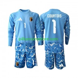 Strój Bramkarski Belgia dla Dzieci Thibaut Courtois 1 Koszulka Domowy MŚ 2026 Długie Rękawy Strój Bramkarski Belgia dla Dzieci Thibaut Courtois 1 Koszulka Domowy MŚ 2026 Długie Rękawy