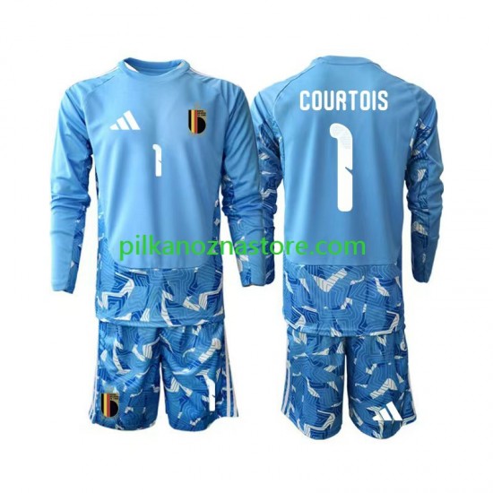 Strój Bramkarski Belgia dla Dzieci Thibaut Courtois 1 Koszulka Domowy MŚ 2026 Długie Rękawy