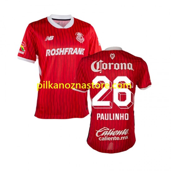 Deportivo Toluca Paulinho 26 Koszulka Męska Domowy 2024-2025 Krótkie Rękawy