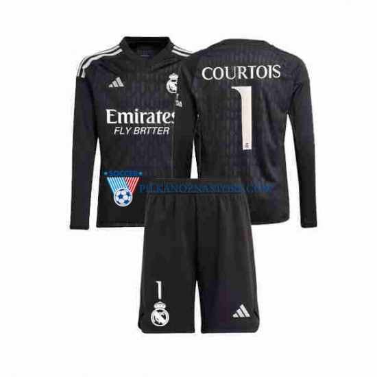 Strój Bramkarski Real Madryt dla Dzieci Thibaut Courtois 1 Koszulka Wyjazdowy 2023-2024 Długie Rękawy