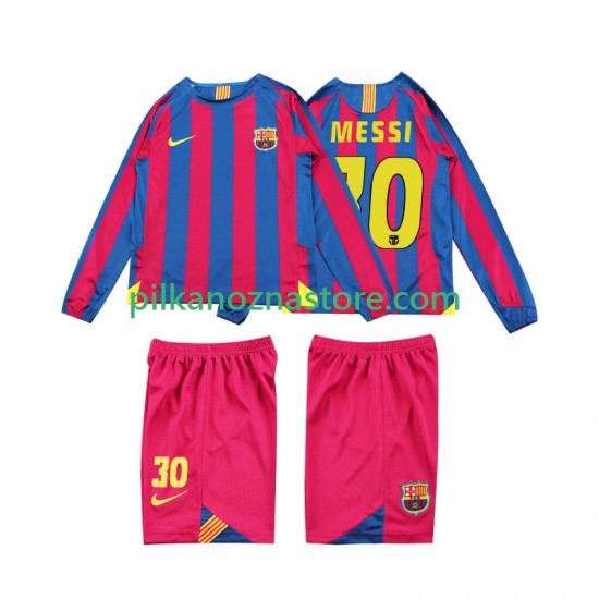 FC Barcelona dla Dzieci Lionel Messi 10 2005 Retro Koszulka Domowy 2006 Długie Rękawy