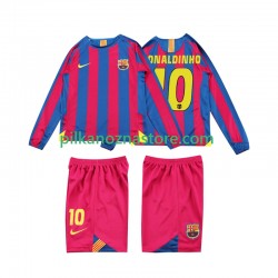 FC Barcelona dla Dzieci RONALDINHO 10 2005 Retro Koszulka Domowy 2006 Długie Rękawy