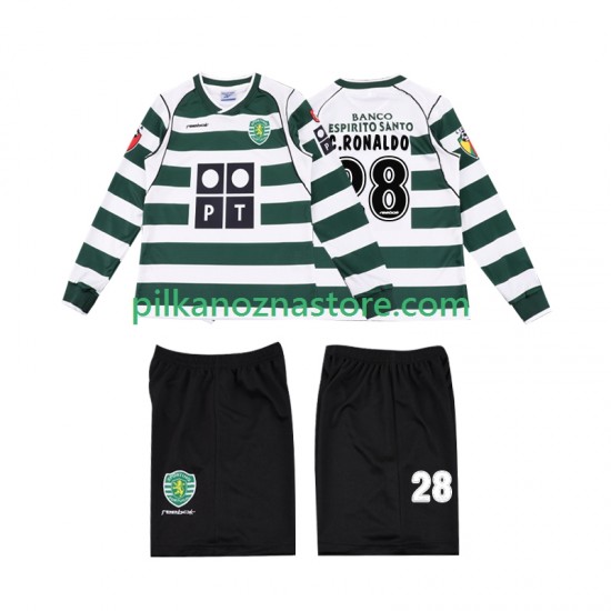 Sporting CP dla Dzieci Cristiano Ronaldo 28 2001 2003 Retro Koszulka Domowy Długie Rękawy