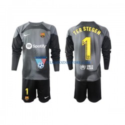 Strój Bramkarski FC Barcelona dla Dzieci Ter Stegen 1 Koszulka Wyjazdowy 2022-2023 Długie Rękawy