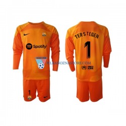 Strój Bramkarski FC Barcelona dla Dzieci Ter Stegen 1 Koszulka Trzeci 2022-2023 Długie Rękawy