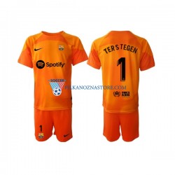 Strój Bramkarski FC Barcelona dla Dzieci Ter Stegen 1 Koszulka Trzeci 2022-2023 Krótkie Rękawy