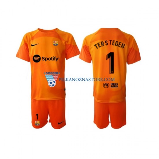 Strój Bramkarski FC Barcelona dla Dzieci Ter Stegen 1 Koszulka Trzeci 2022-2023 Krótkie Rękawy