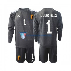 Strój Bramkarski Belgia dla Dzieci Courtois 1 Koszulka Wyjazdowy 2022 Długie Rękawy
