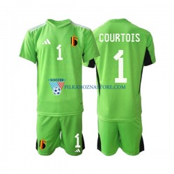 Strój Bramkarski Belgia dla Dzieci Courtois 1 Koszulka Domowy 2021-2022 Krótkie Rękawy