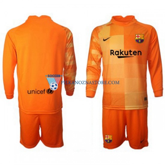 Strój Bramkarski FC Barcelona dla Dzieci Koszulka Domowy 2021-2022 Długie Rękawy