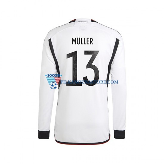 Niemcy Thomas Muller 13 Koszulka Męska Domowy MŚ 2022 Długie Rękawy