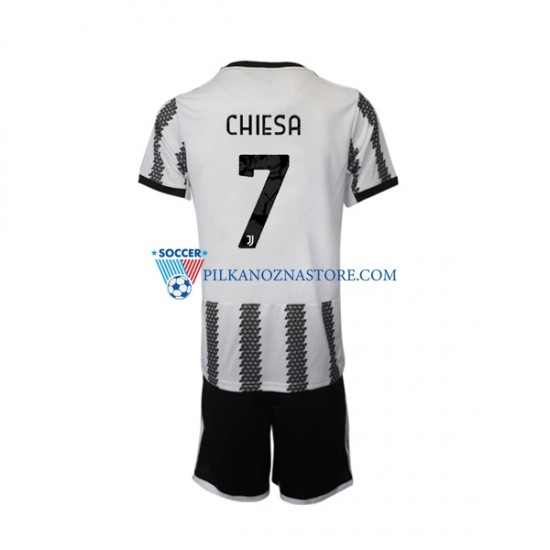 Juventus dla Dzieci Chiesa 7 Koszulka Domowy 2022-2023 Krótkie Rękawy