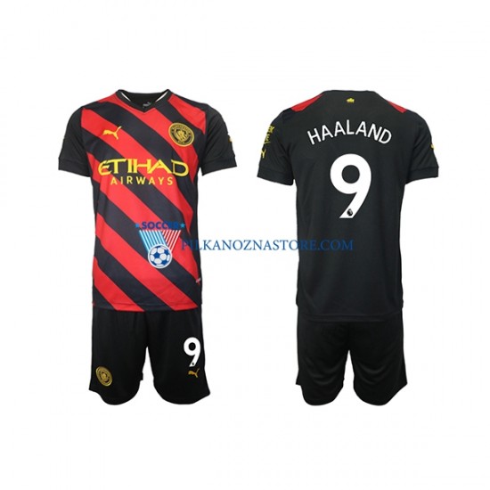 Manchester City dla Dzieci Haaland 9 Koszulka Męska Wyjazdowy 2022-2023 Krótkie Rękawy