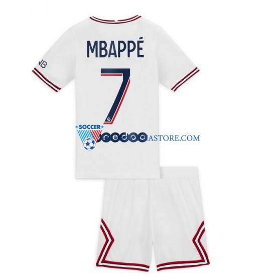 Paris Saint-Germain dla Dzieci Mbappé Kylian 7 Koszulka Czwarty 2021-2022 Krótkie Rękawy