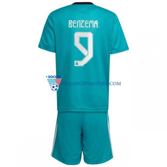 Real Madryt dla Dzieci Karim Benzema 9 Koszulka Trzeci 2021-2022 Krótkie Rękawy