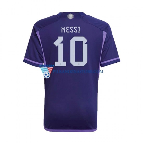 Argentyna Lionel Messi 10 Koszulka Męska Wyjazdowy MŚ 2022 Krótkie Rękawy