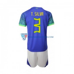 Brazylia dla Dzieci Thiago Silva 3 Koszulka Wyjazdowy MŚ 2022 Krótkie Rękawy