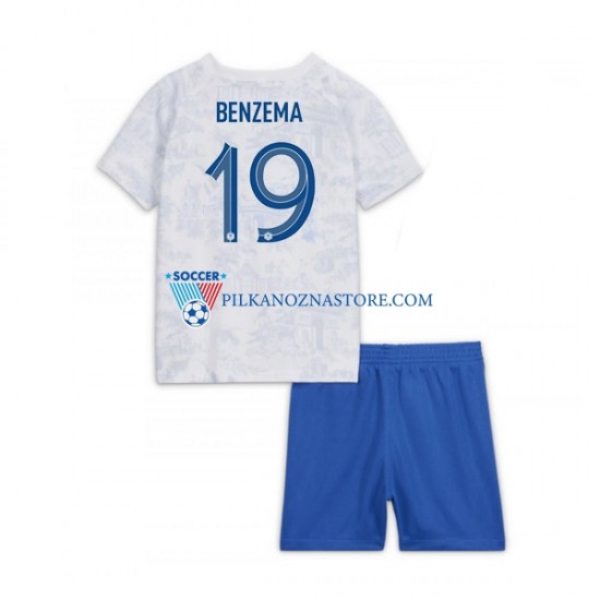 Francja dla Dzieci Benzema 19 Koszulka Wyjazdowy MŚ 2022 Krótkie Rękawy