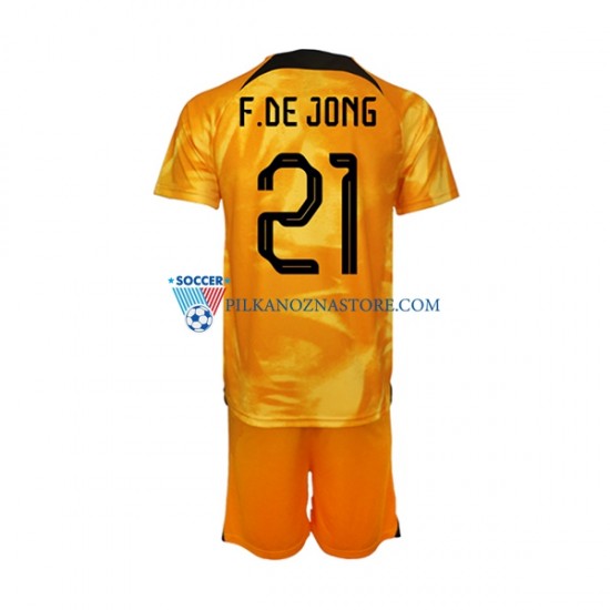 Holandia dla Dzieci Frenkie de Jong 21 Koszulka Domowy MŚ 2022 Krótkie Rękawy