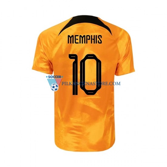 Holandia Memphis 10 Koszulka Męska Domowy MŚ 2022 Krótkie Rękawy