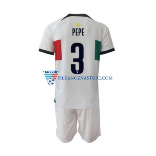 Portugalia dla Dzieci PEPE 3 Koszulka Wyjazdowy MŚ 2022 Krótkie Rękawy