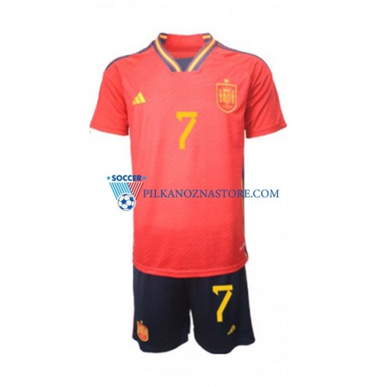 Hiszpania dla Dzieci Alvaro Morata 7 Koszulka Domowy MŚ 2022 Krótkie Rękawy