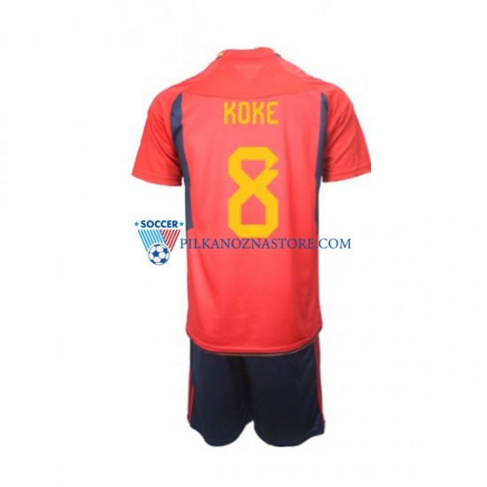 Hiszpania dla Dzieci Koke 8 Koszulka Domowy MŚ 2022 Krótkie Rękawy