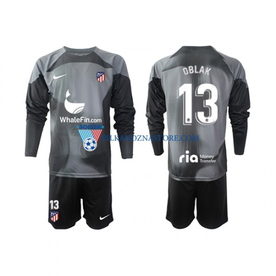 Strój Bramkarski Atlético Madryt dla Dzieci Jan Oblak 13 Koszulka Wyjazdowy 2022-2023 Długie Rękawy