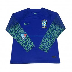 Brazylia Koszulka Męska Wyjazdowy MŚ 2022 Długie Rękawy