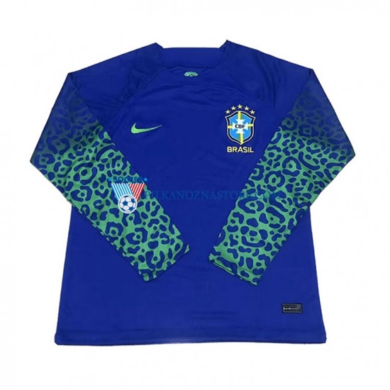 Brazylia Koszulka Męska Wyjazdowy MŚ 2022 Długie Rękawy