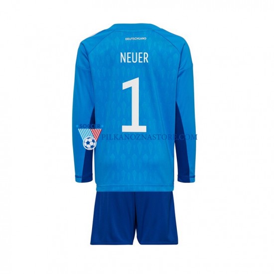 Strój Bramkarski Niemcy dla Dzieci Manuel Neuer 1 Koszulka Domowy MŚ 2022 Długie Rękawy