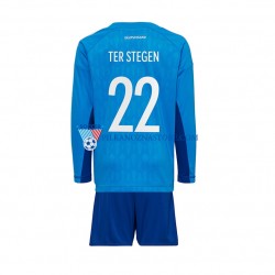 Strój Bramkarski Niemcy dla Dzieci ter Stegen 22 Koszulka Domowy MŚ 2022 Długie Rękawy