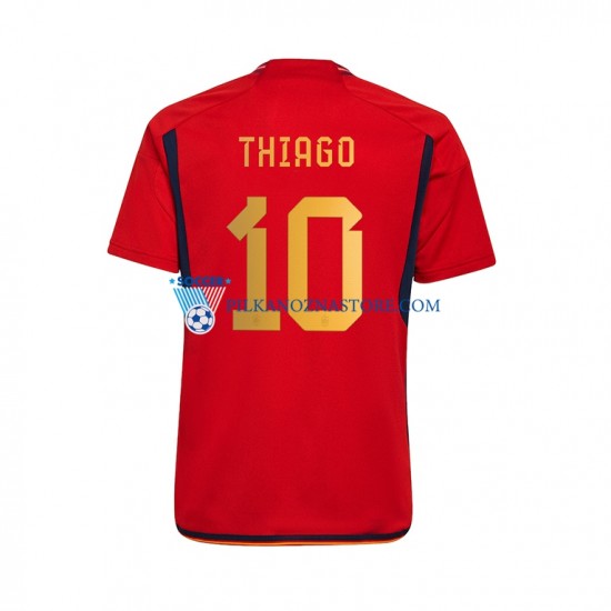 Hiszpania Thiago 10 Koszulka Męska Domowy MŚ 2022 Krótkie Rękawy