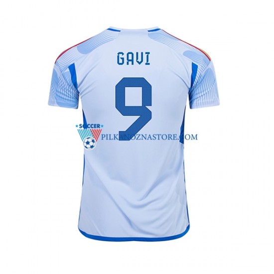 Hiszpania Gavi 9 Koszulka Męska Wyjazdowy MŚ 2022 Krótkie Rękawy