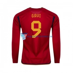 Hiszpania Gavi 9 Koszulka Męska Domowy MŚ 2022 Długie Rękawy