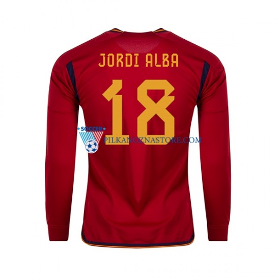 Hiszpania JORDI ALBA 18 Koszulka Męska Domowy MŚ 2022 Długie Rękawy