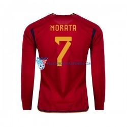 Hiszpania MORATA 7 Koszulka Męska Domowy MŚ 2022 Długie Rękawy